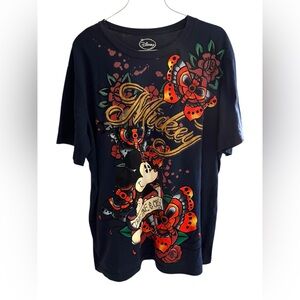 Disney Plus Size Womens Shirt Mickey Mouse The One & Only Tattoo Navy Print 1X